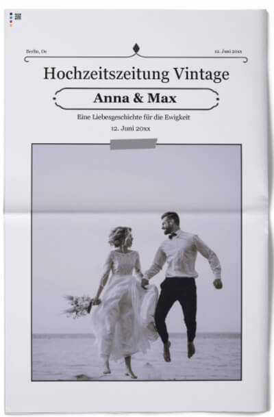 [translate:Hochzeitszeitung mit Vorlage im Vintage-Stil gestalten]