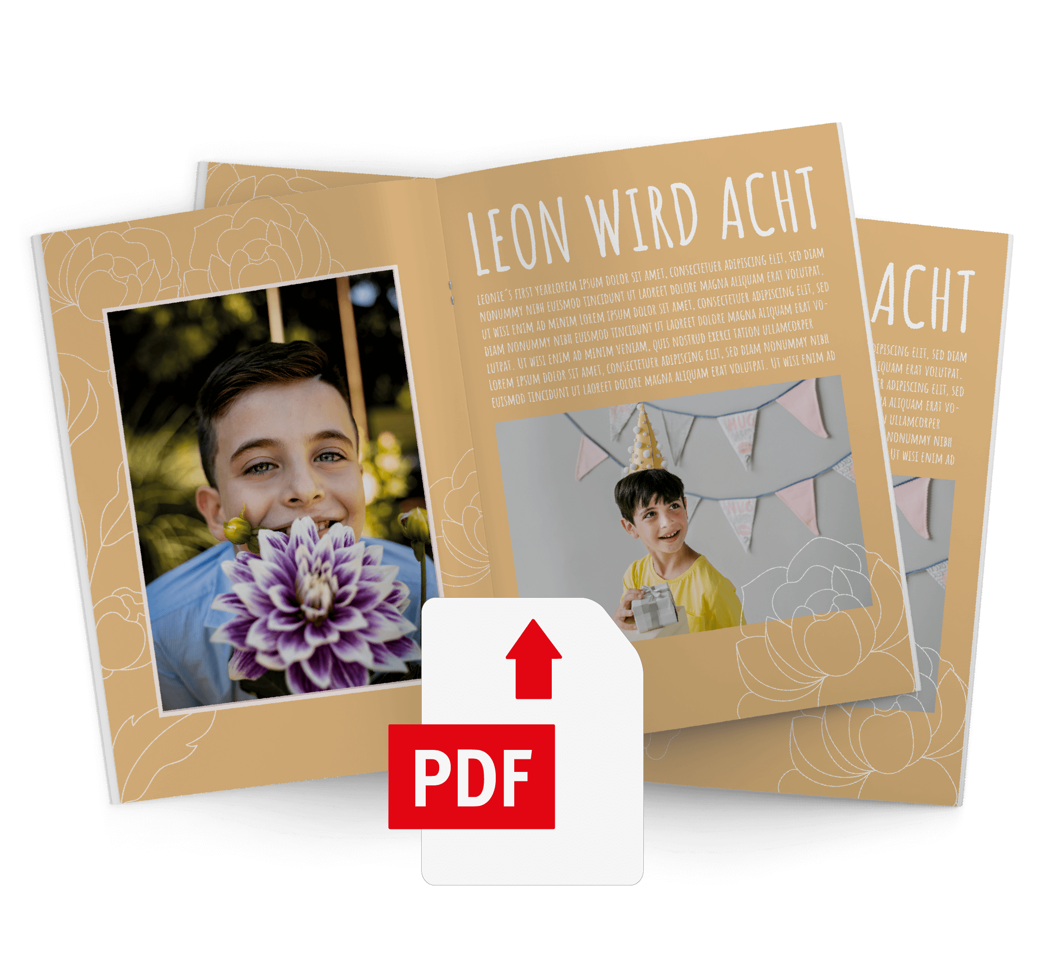 Have your own PDF printed as a high-quality birthday magazine