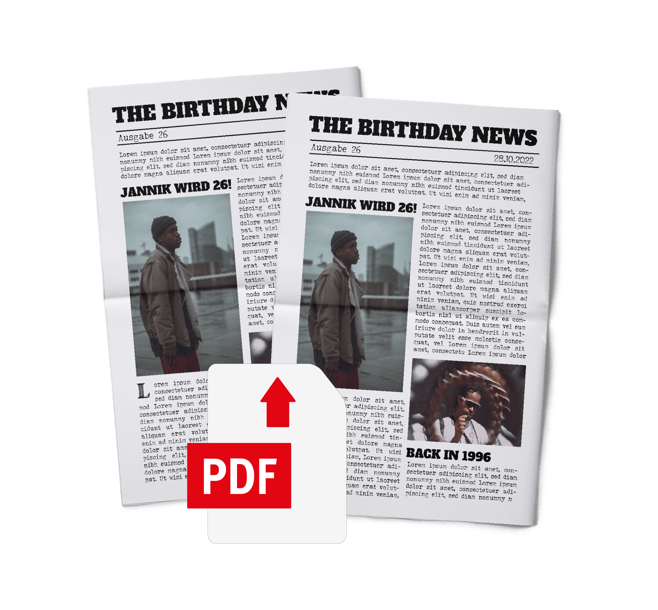 Eigene PDF als echte Geburtstagszeitung drucken lassen