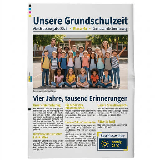 Deckblatt für die Abschlusszeitung der Grundschule