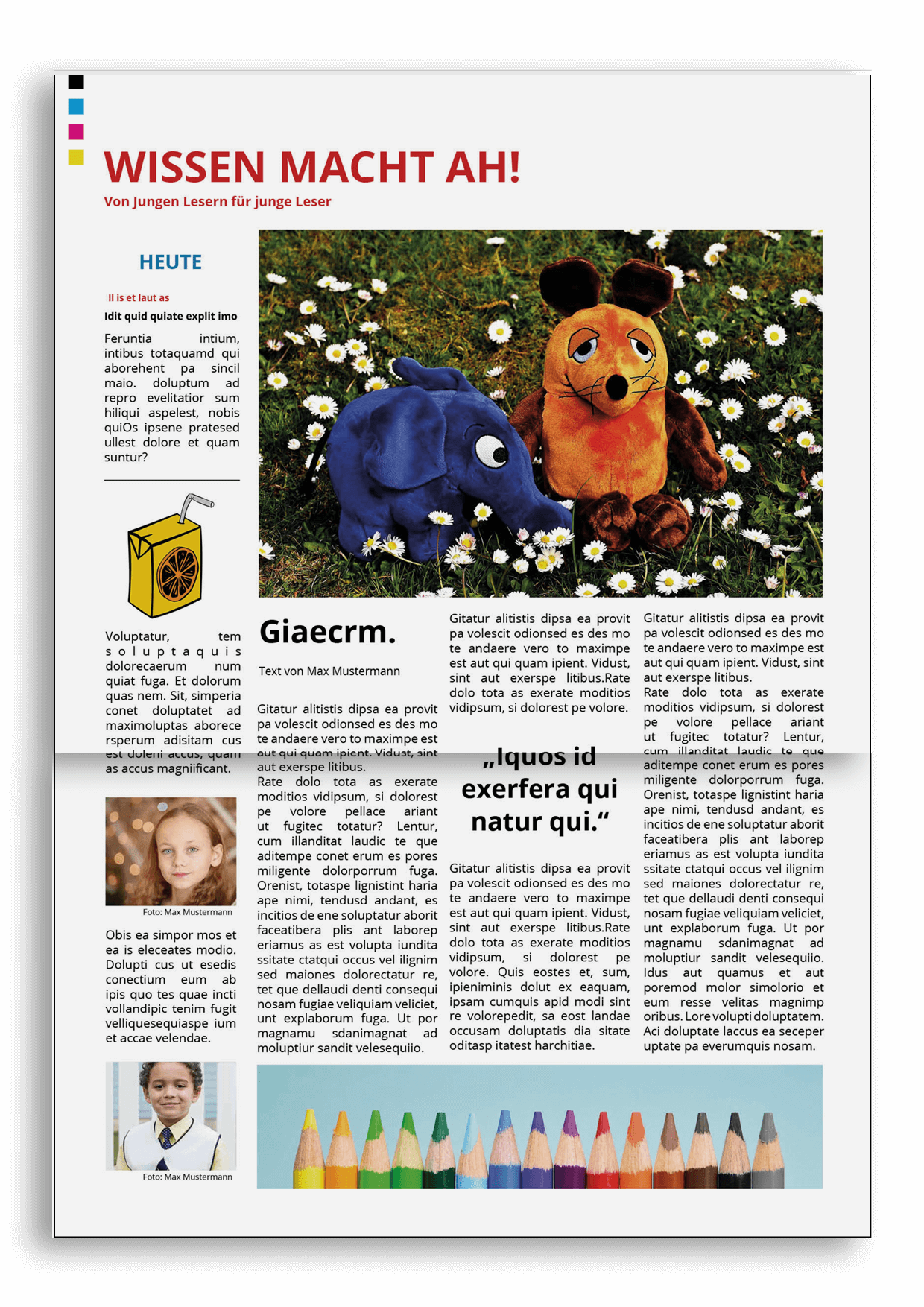 Vorlage für eine Abschiedszeitung der 4. Klasse