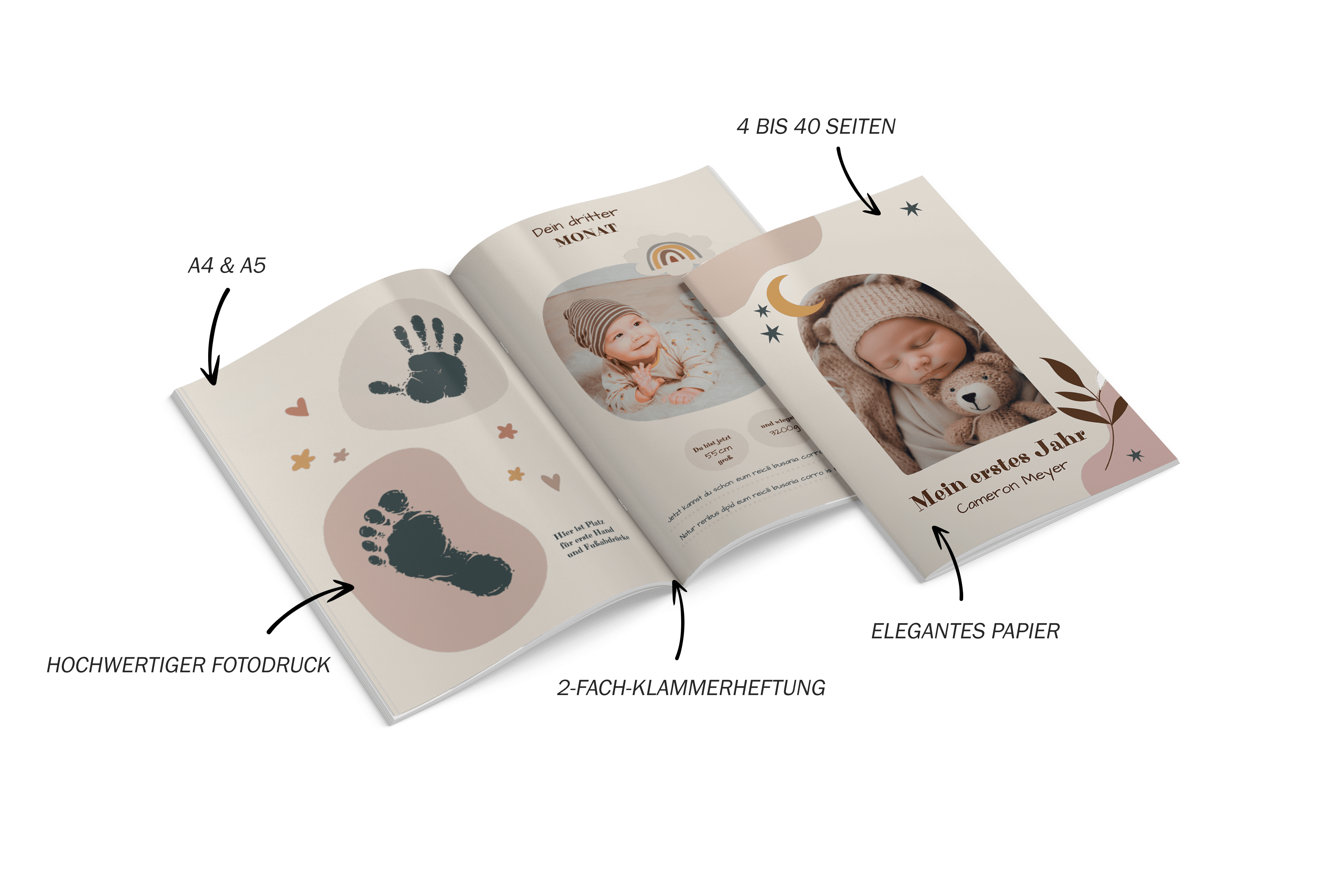 Design an A4 or A5 baby photo book