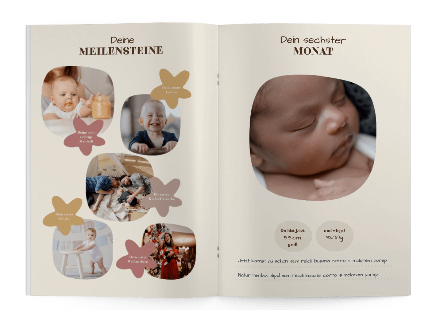 Vorlage für Baby-Fotobuch mit Highlights