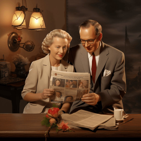 Anniversary couple with diamond wedding newspaper