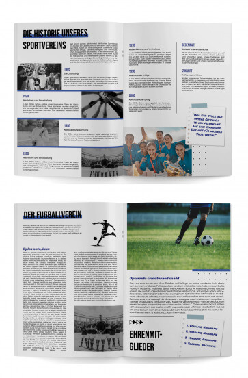 Vorlage mit Beispielen und Ideen für Festschrift für Sportvereine