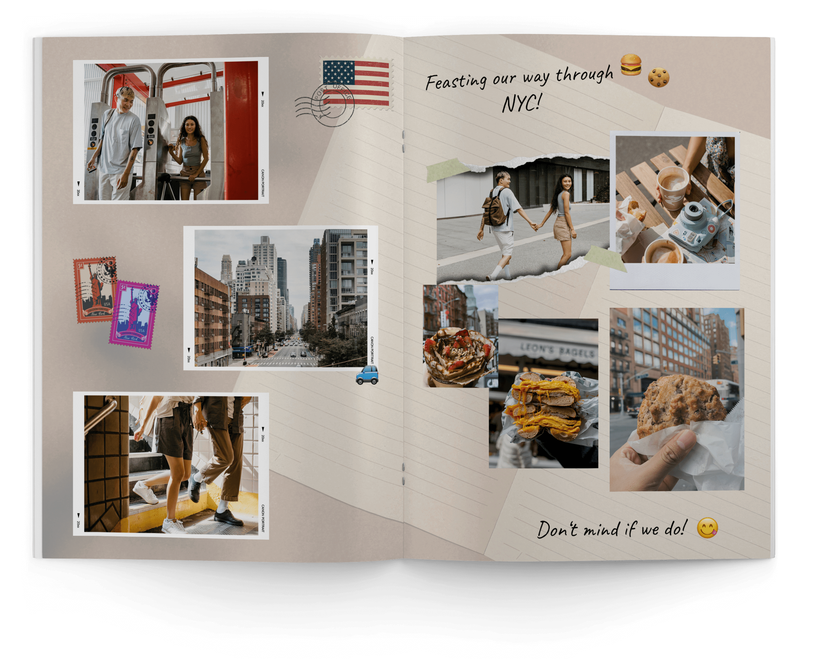 Template for New York photo book with exemplifying impressions