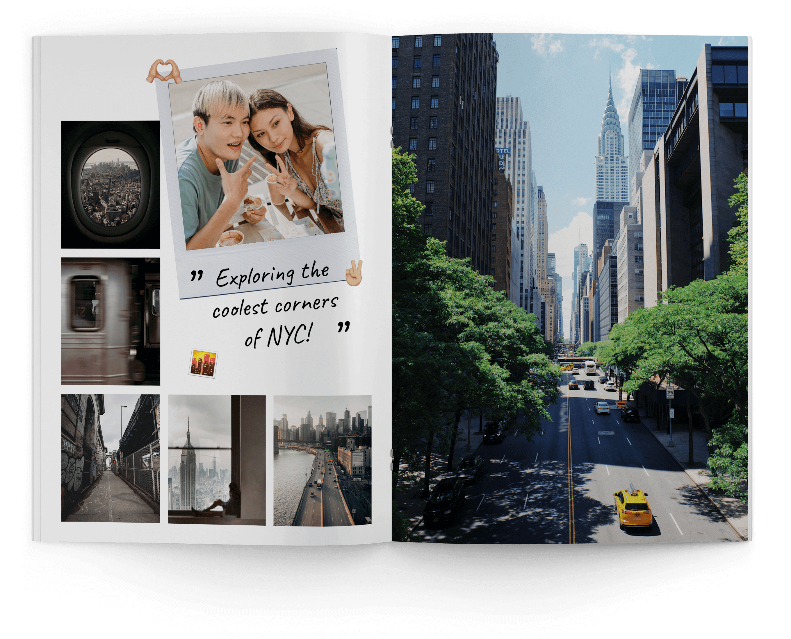 Template for photo book New York with original patterns and layouts