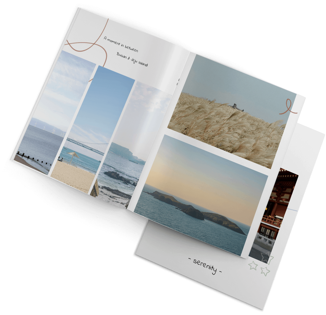 Design-Vorlage für Städtereise-Fotobuch mit Mustern und Beispiele