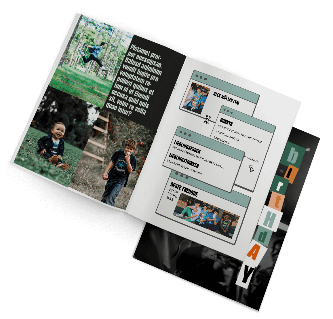 Design birthday magazine online with template for boys and men