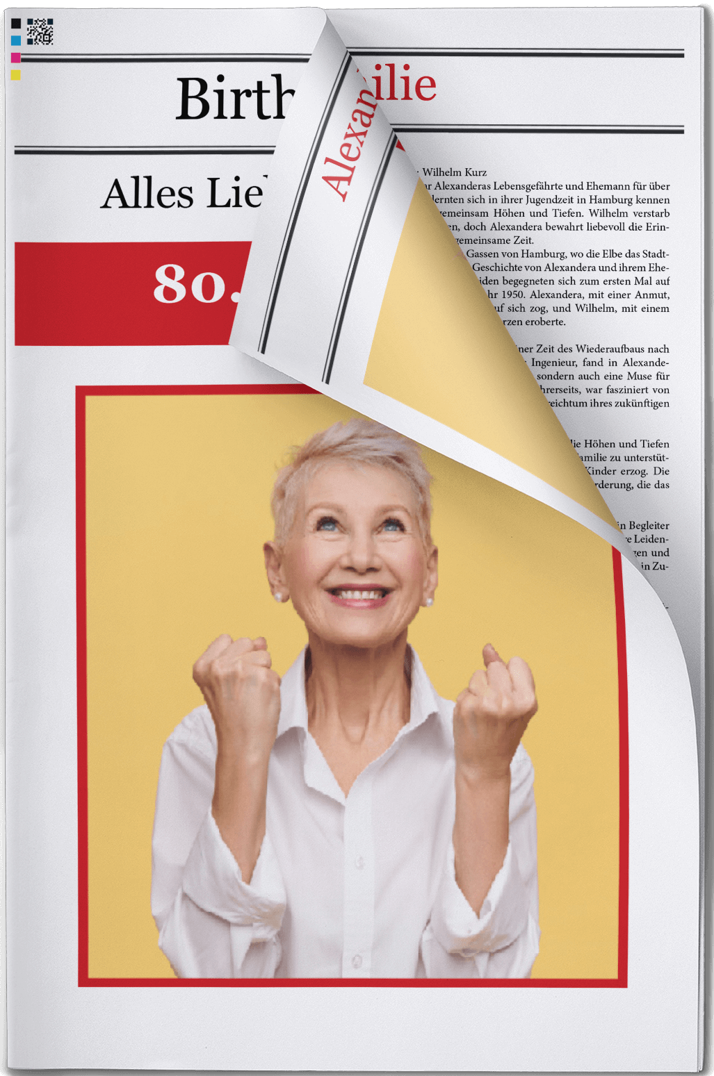Vorlage für Titelseite einer 80. Geburtstagszeitung