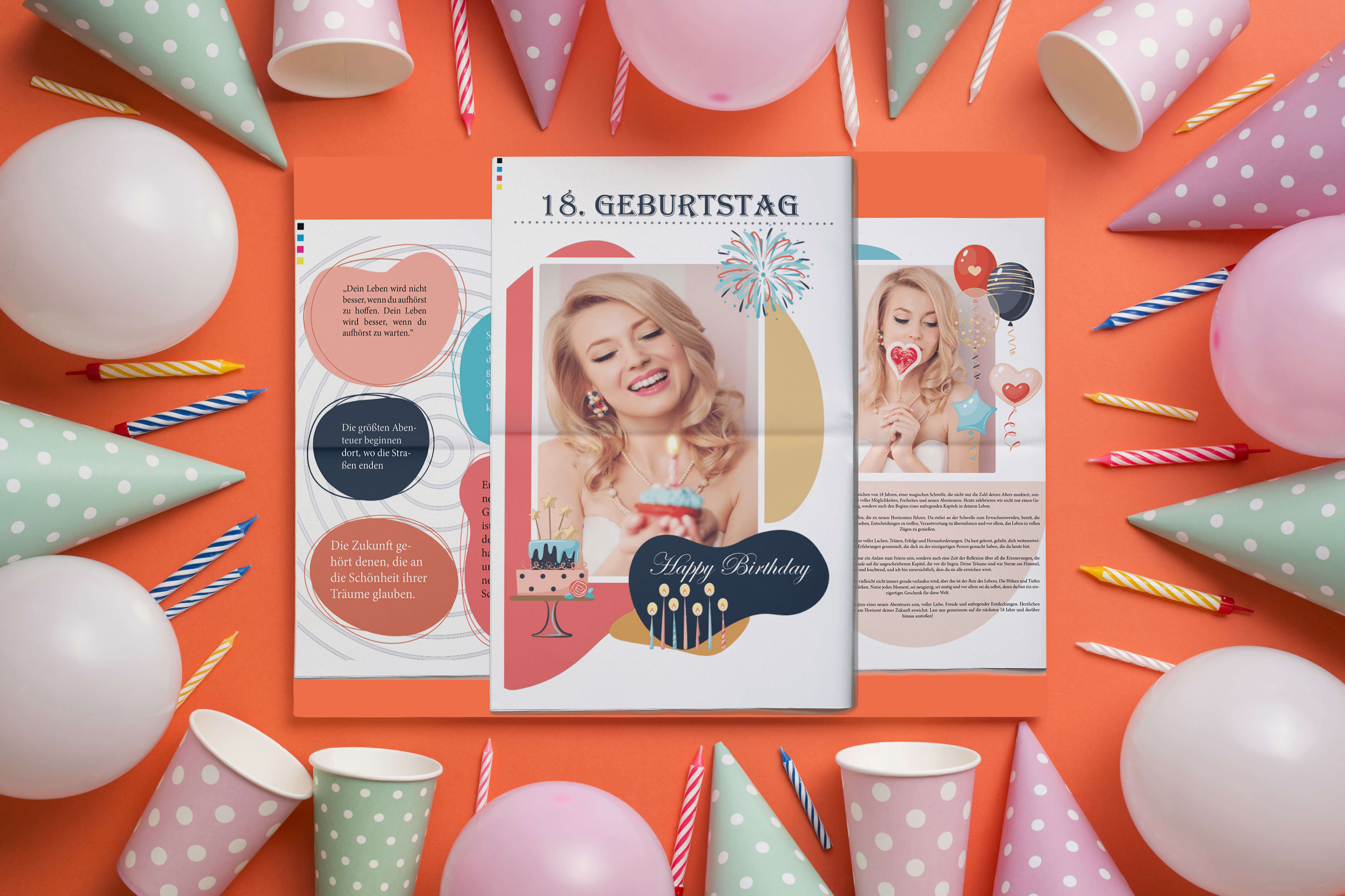 Wedding newspaper with 18th birthday template to design online and print