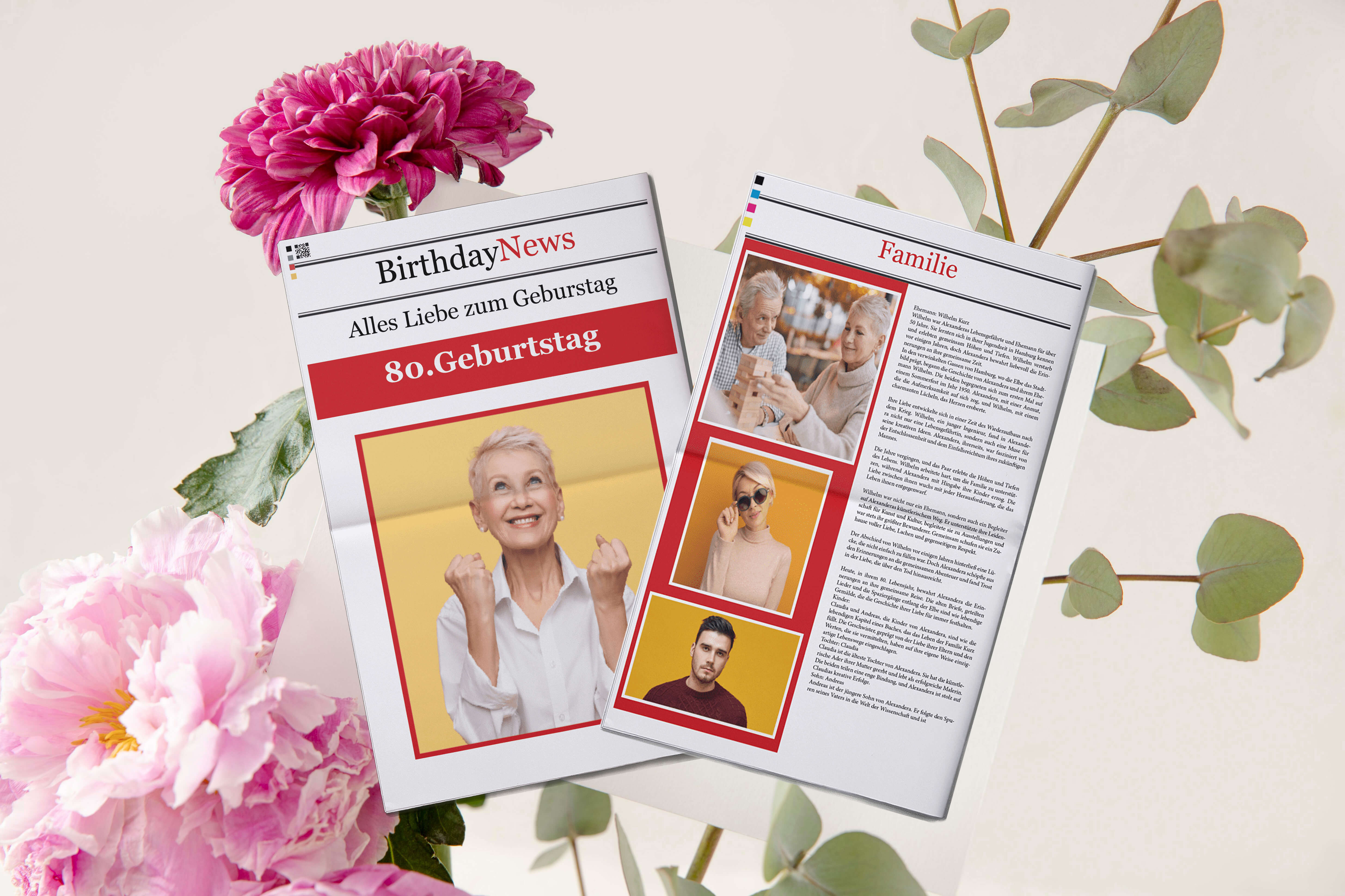 Wedding newspaper with 80th birthday template to design online and print