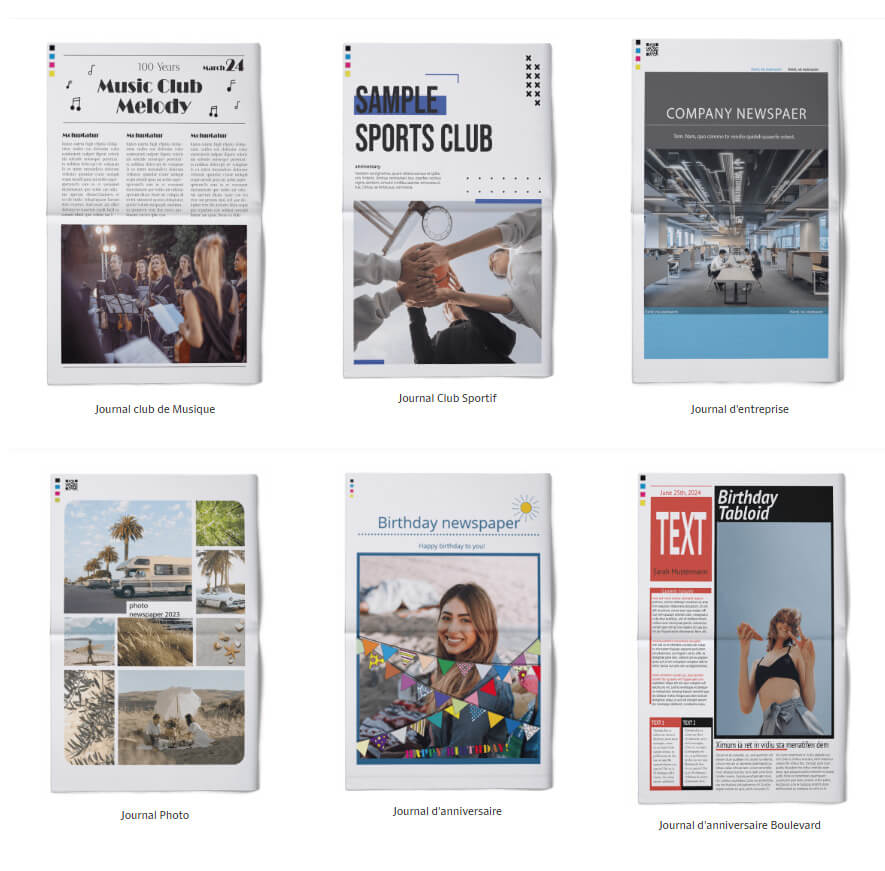 Choisir un modèle de journal dans l’aperçu des modèles