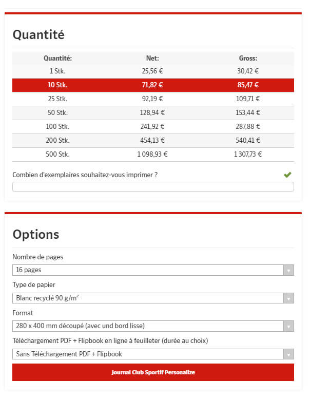 Choisir les options d’impression pour un journal personnalisé