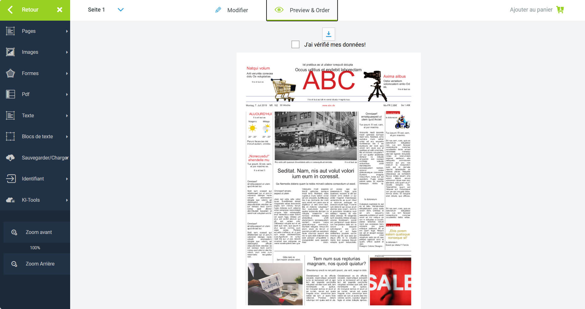 Vérifier le journal personnalisé dans l’aperçu d’impression