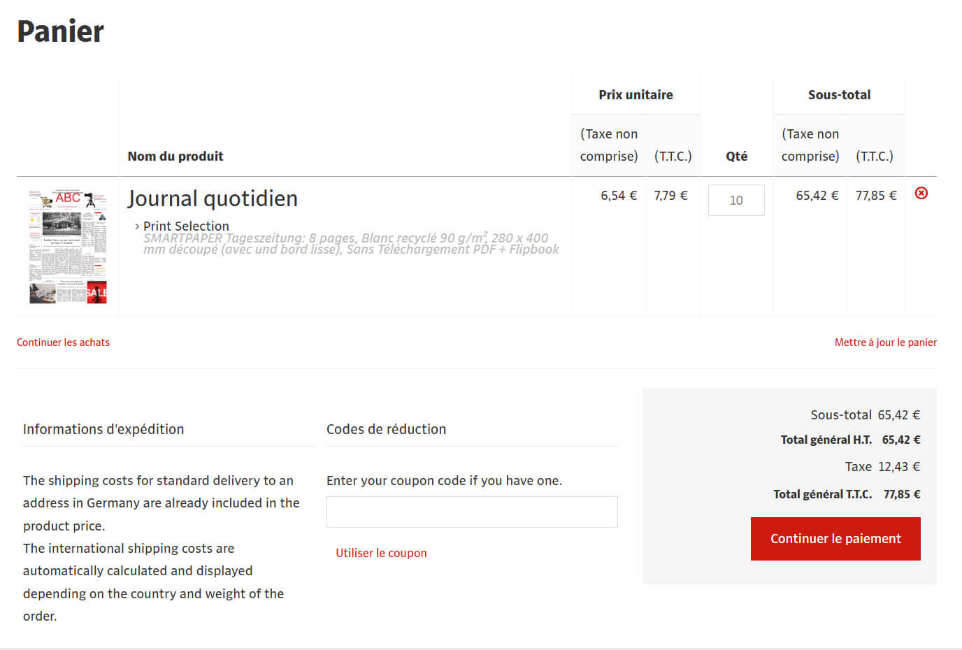 Commander et faire imprimer un journal en ligne
