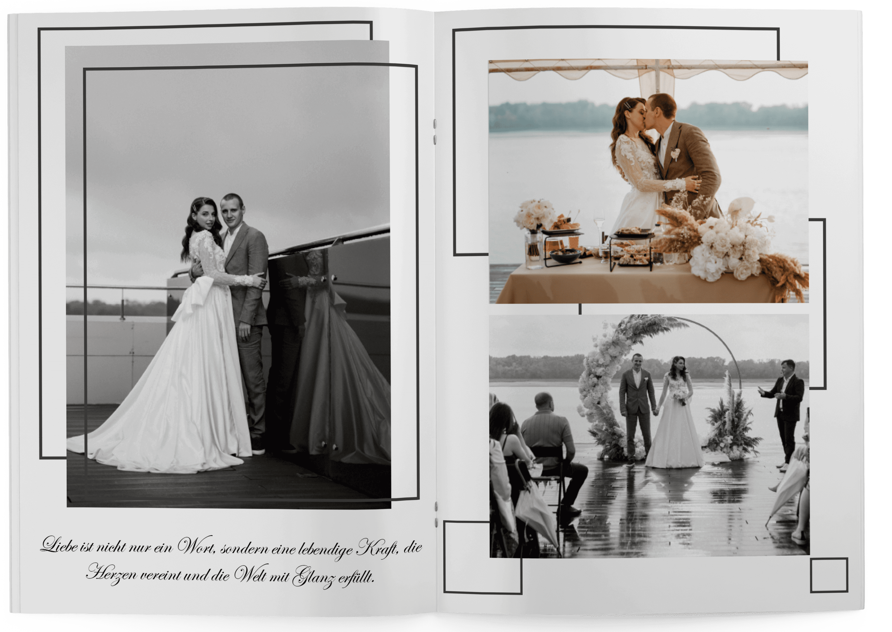 Vorlage für Hochzeitsfotobuch mit den Highlights des besonderen Tages