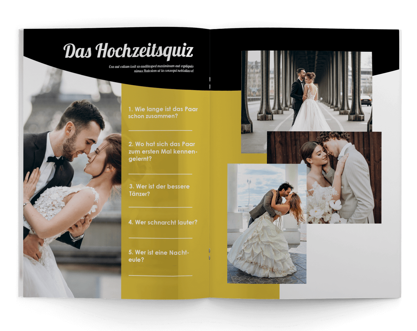 Vorlage für Hochzeitsquiz im Goldenen Hochzeitsmagazin