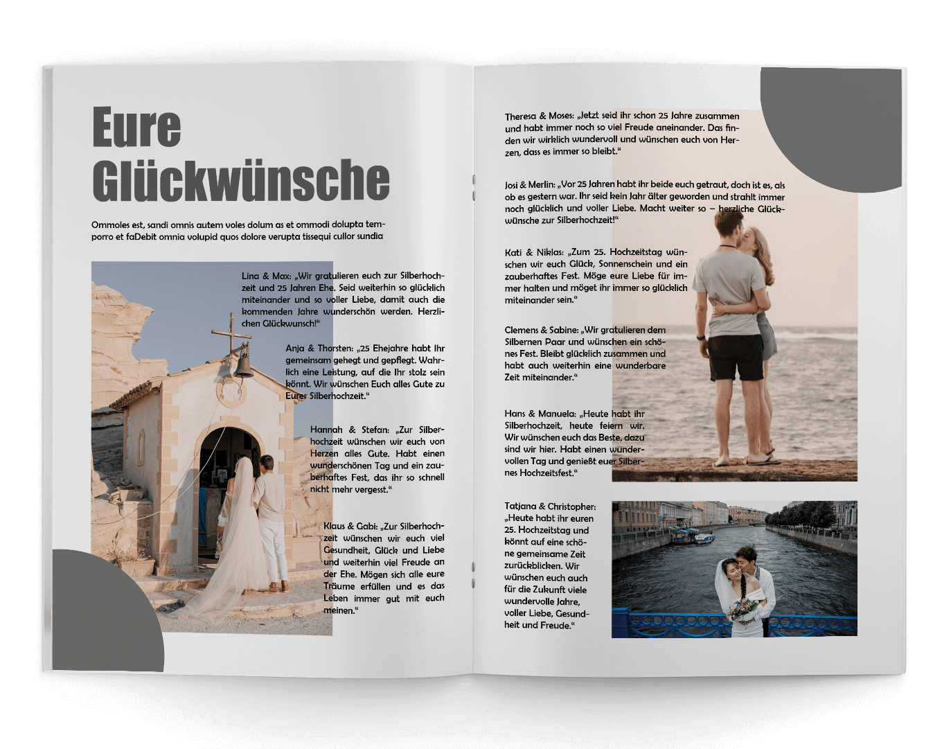 Vorlage für Glückwünsche im Magazin zur Silberhochzeit