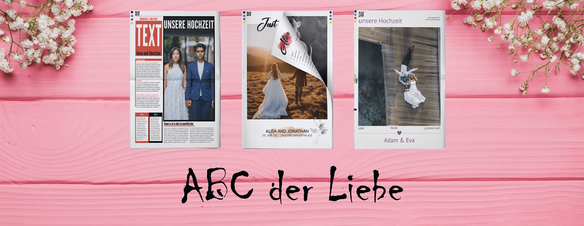 ABC der Liebe für Hochzeitszeitungen