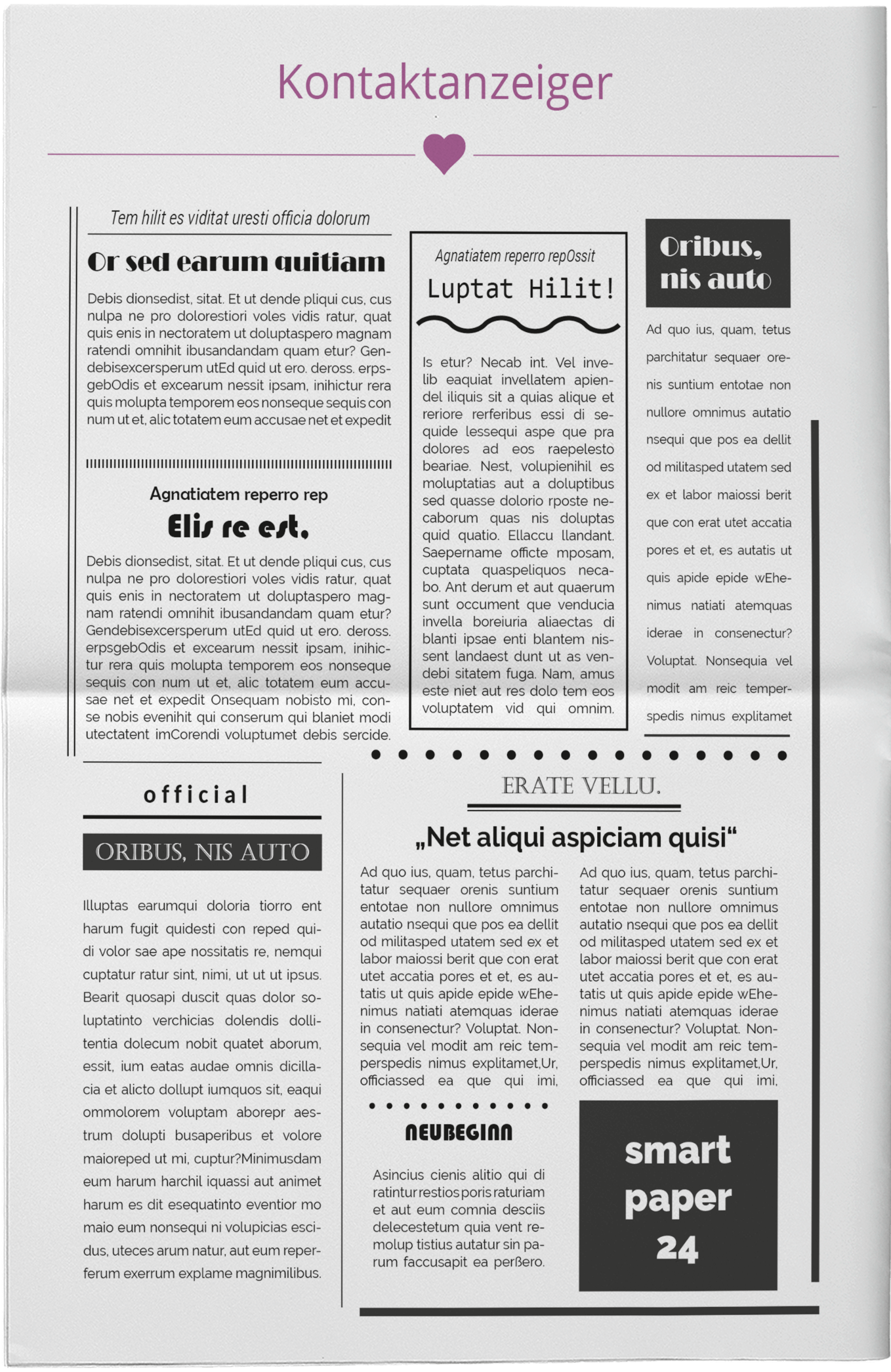 Exemple d'annonce de contact dans un journal de mariage classique