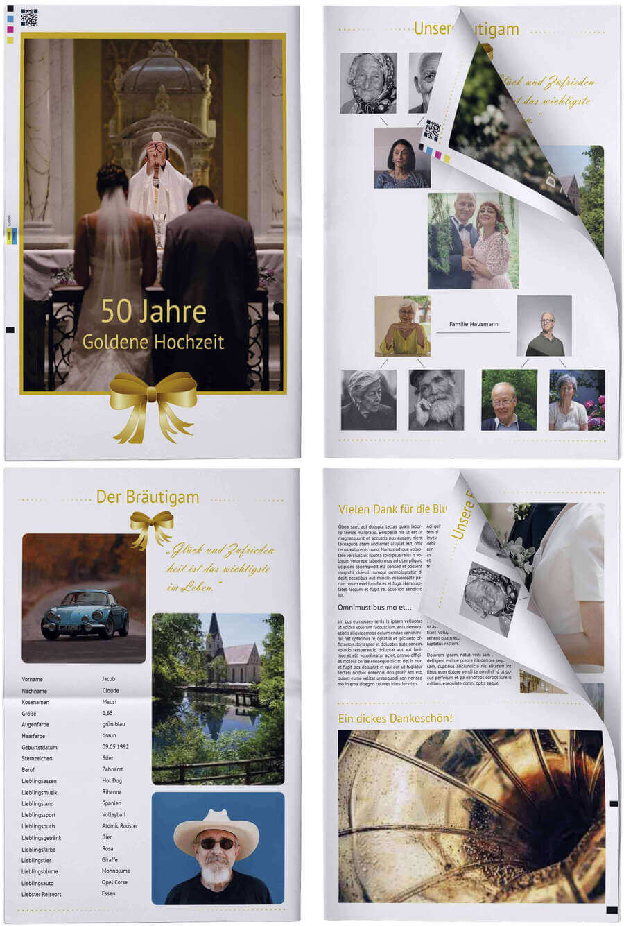 Design wedding newspaper with personal texts for golden wedding