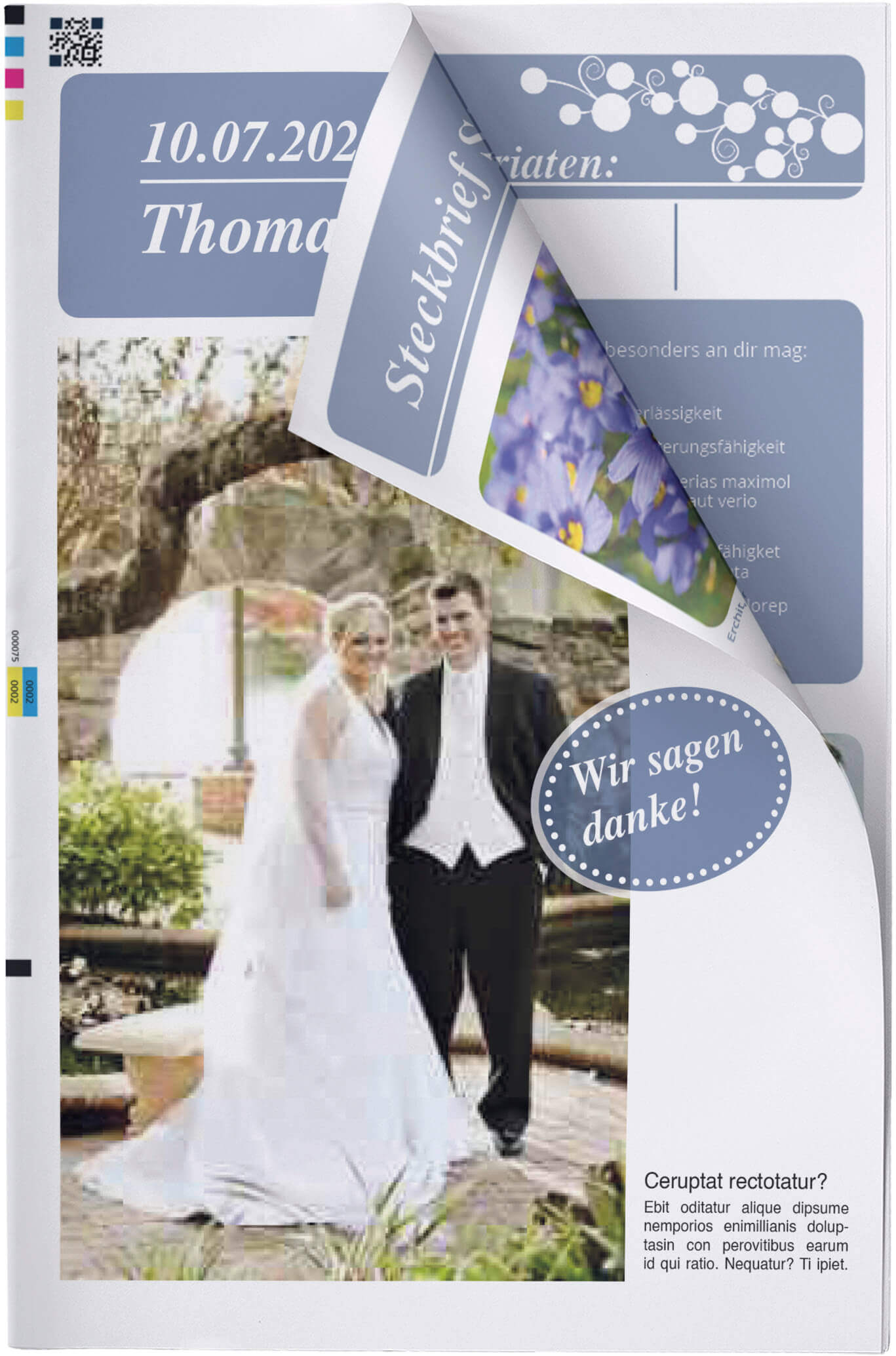 Couverture d'un journal de mariage personnalisé avec pliage des pages