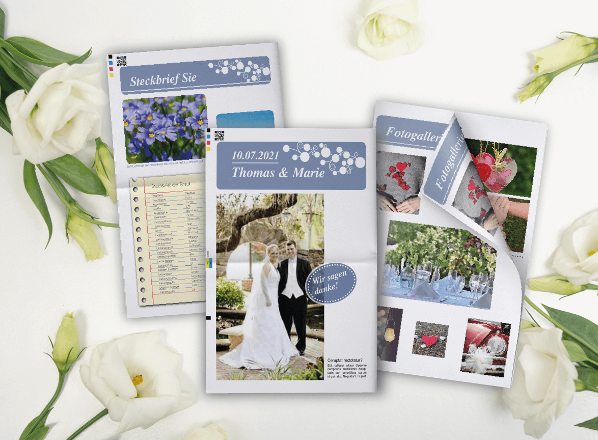 Design and print a classic wedding newspaper online