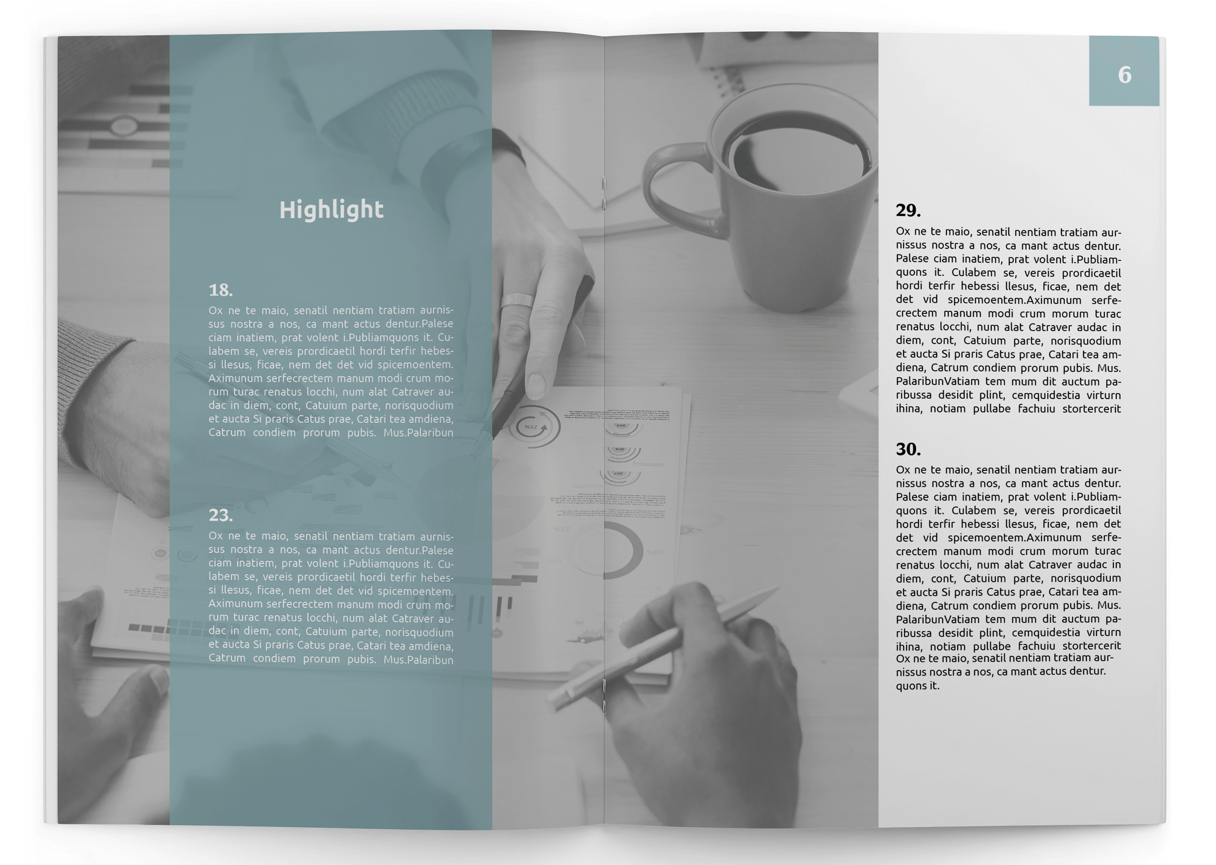 Magazine template for year-in-review with highlights