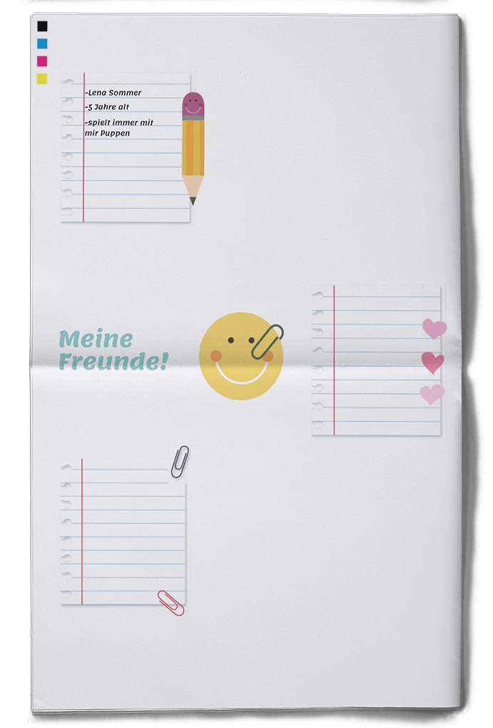 Vorlage für Freundesliste in einer Kindergartenzeitung