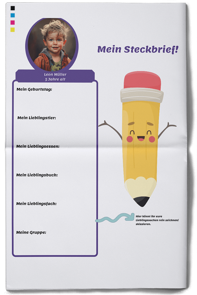 Template for profile in a kindergarten newspaper