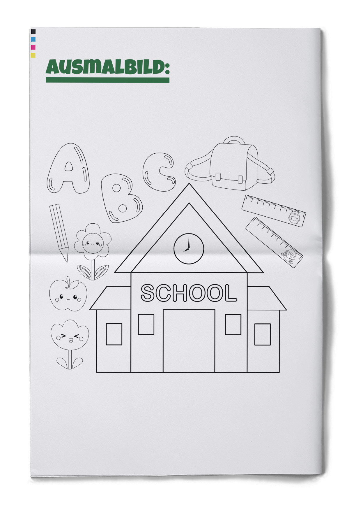 Template for colouring picture in a class newspaper