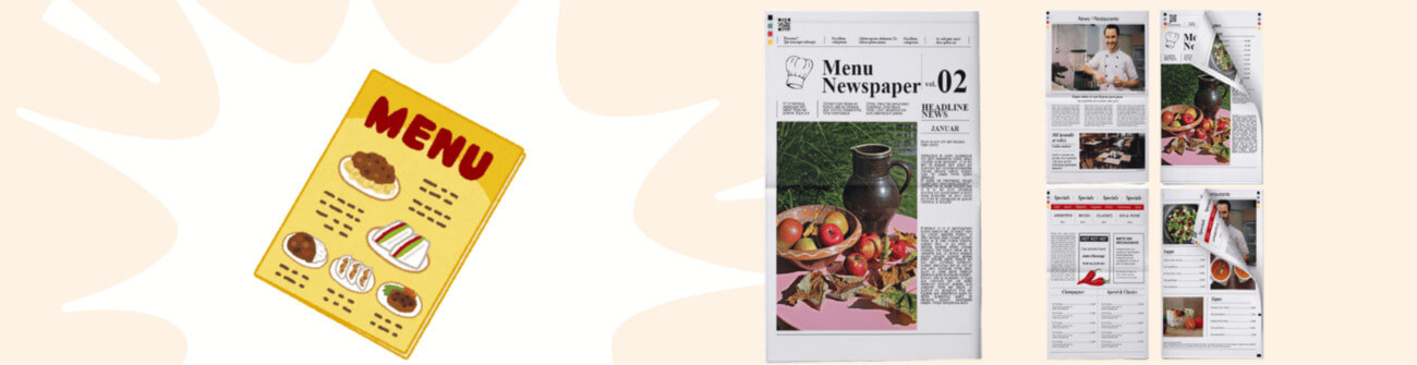 Une carte de menu crée comme un véritable journal