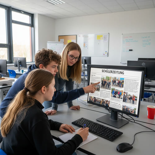 Schüler gestalten mit Online-Software gemeinsam eine Schülerzeitung