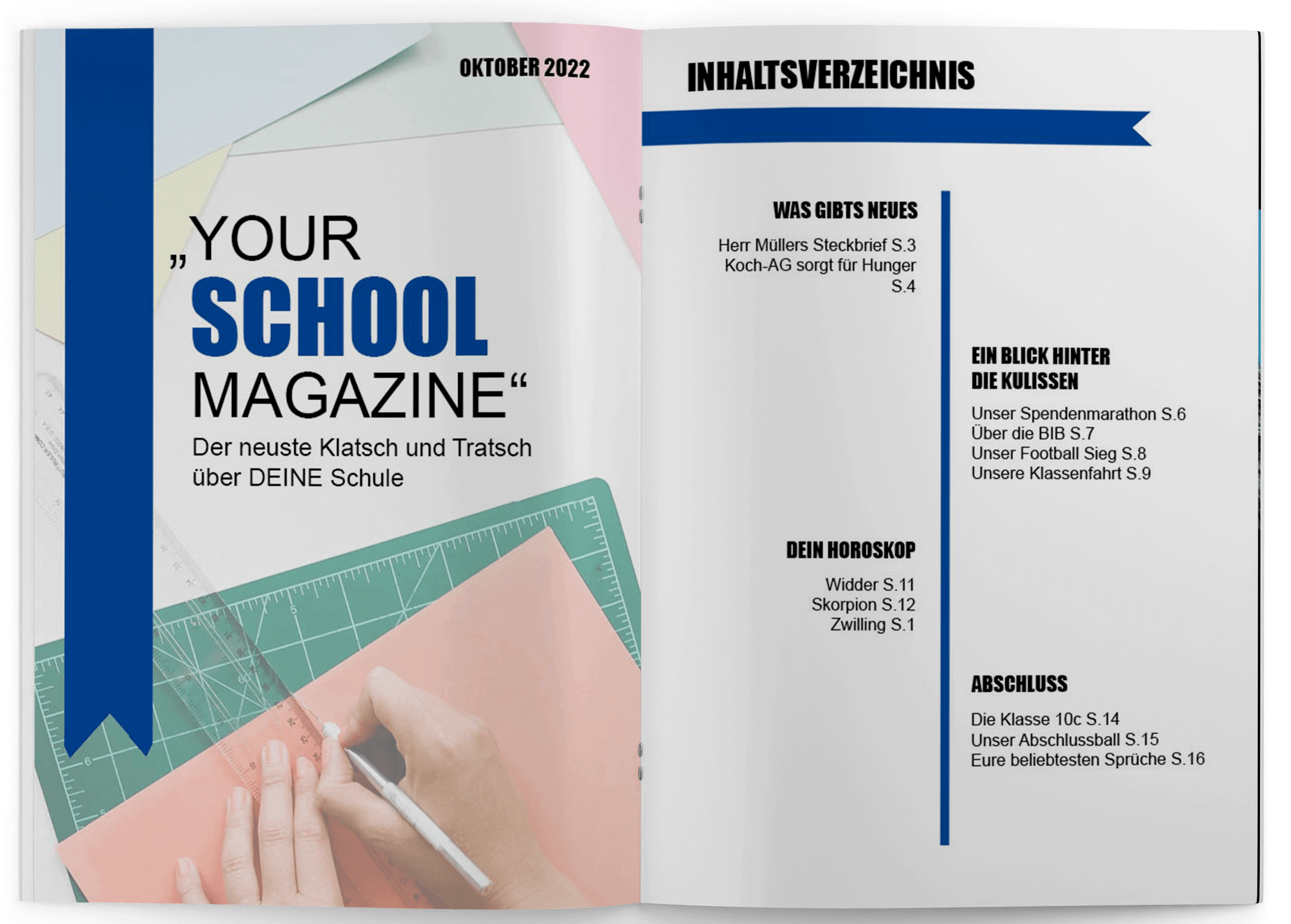 Eigenes Schulmagazin mit individuellem Namen online erstellen