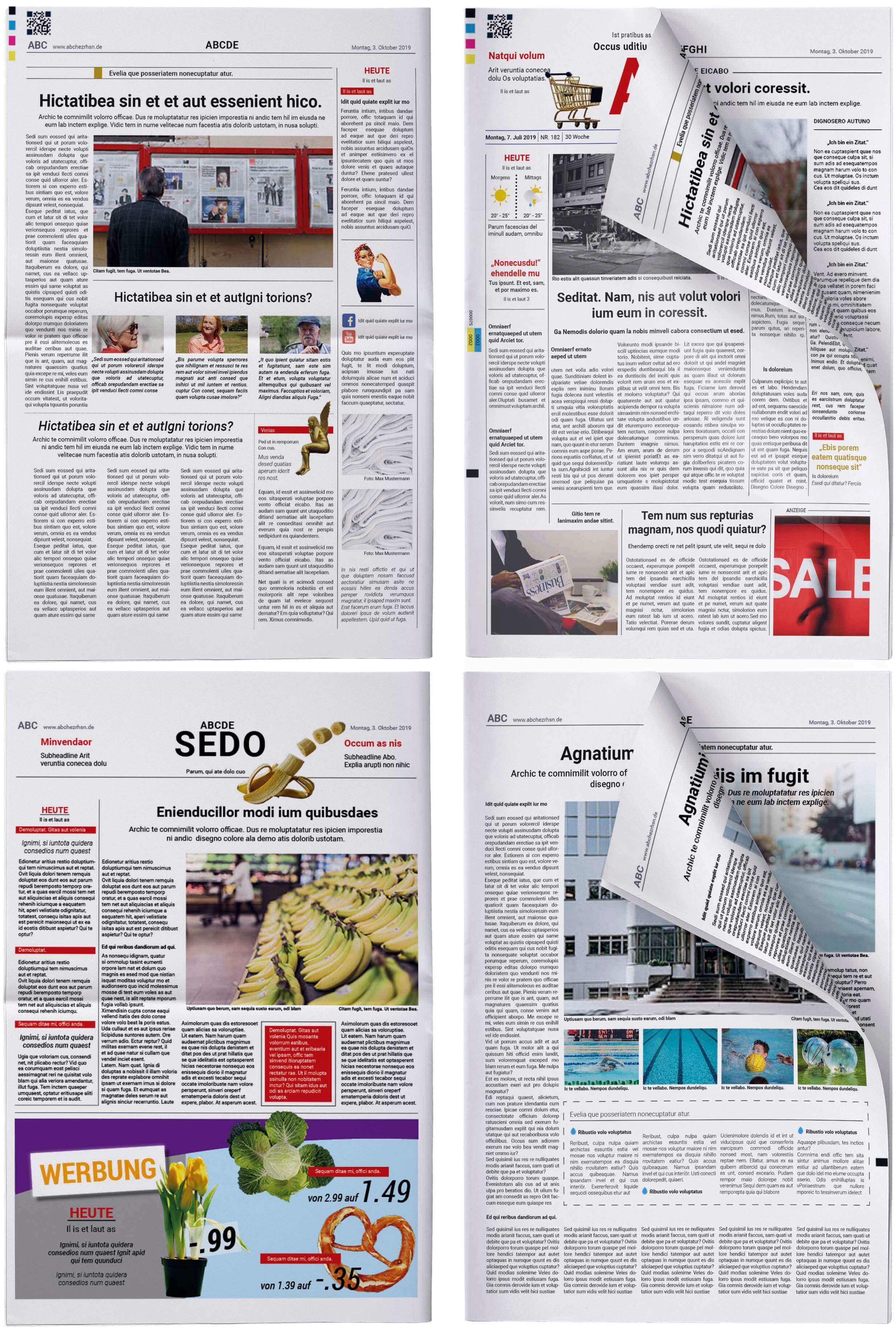 Beispielhafter Aufbau einer Fake Zeitung im Stil einer Tageszeitung