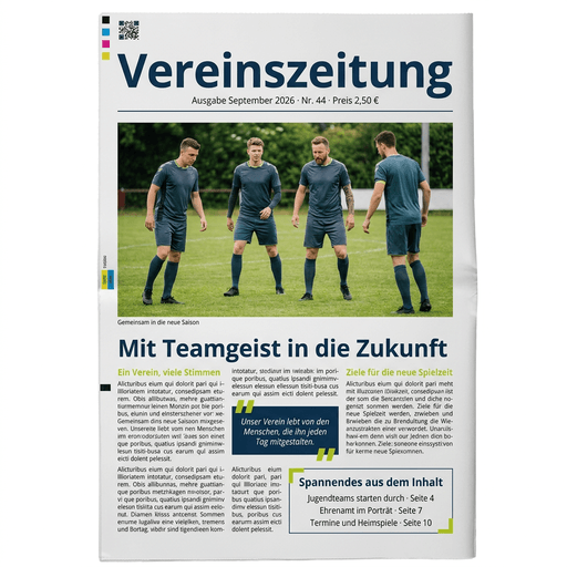 Beispiel für die Titelseite einer individuell gestalteten Vereinszeitung
