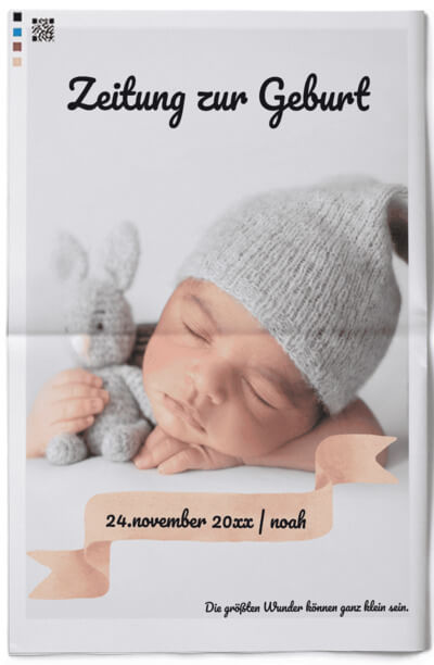 Editierbare Vorlage für Titelseite für Zeitung zur Geburt