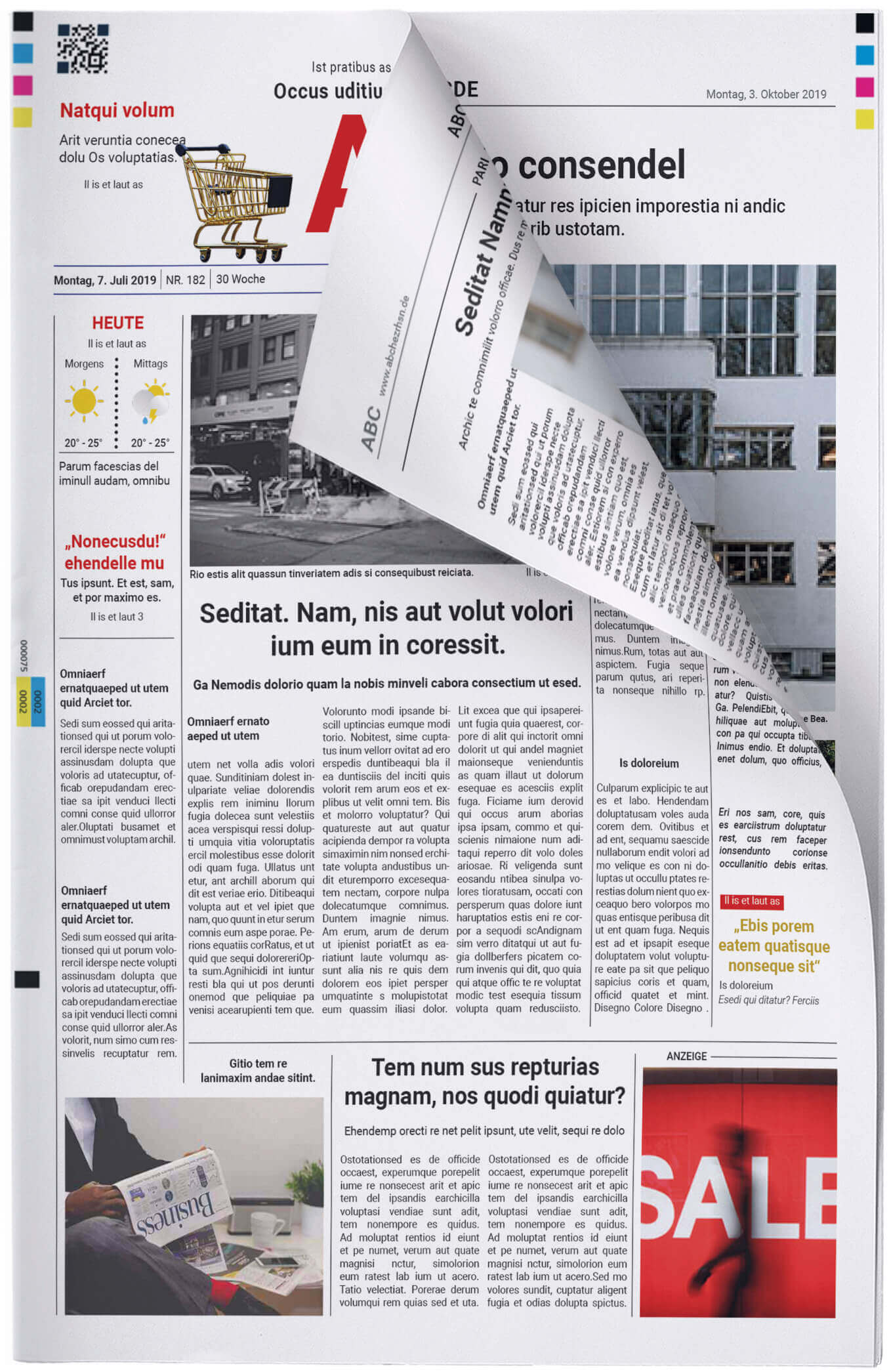 Vorlage für die Titelseite einer klassischen Zeitung