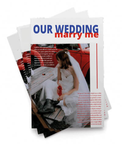 Titelseite eines individuell gestalteten Hochzeitsmagazins