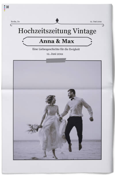 Cover für Hochzeitszeitung im Vintage-Stil