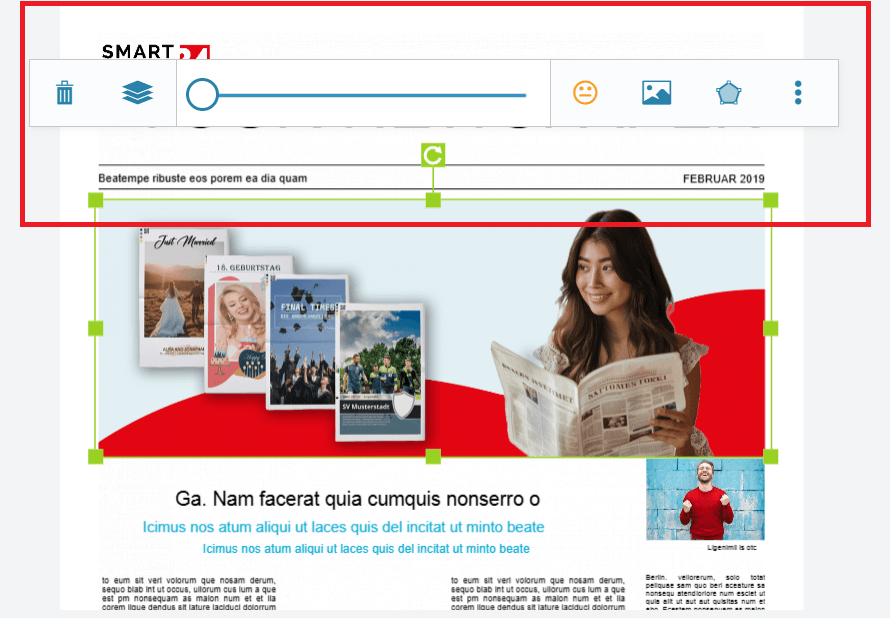 Edit photos directly on newspaper page