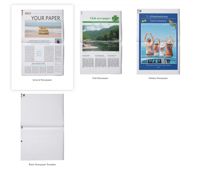 Select newspaper template in template overview