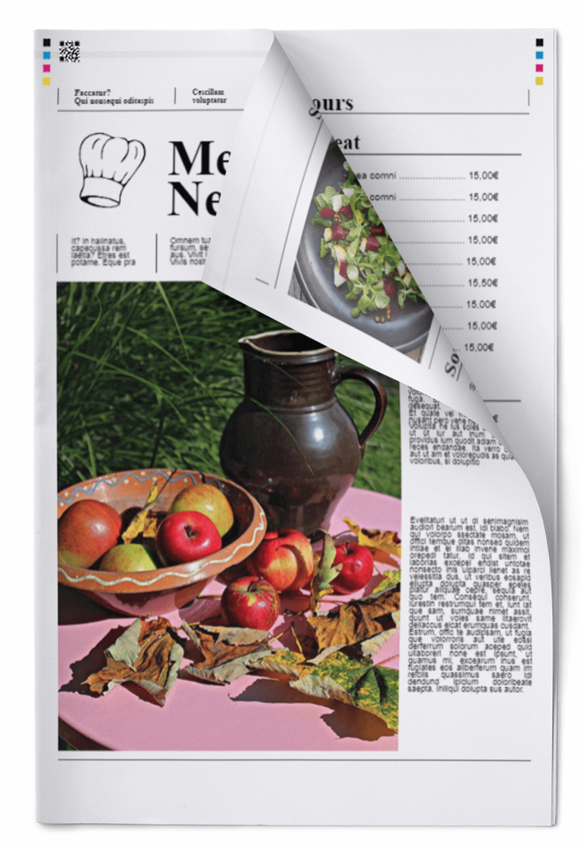 Design your menu as a real newspaper