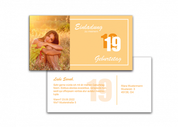 Carte postale d'invitation 19e anniversaire