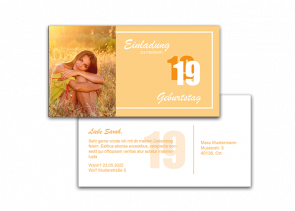 Carte postale d'invitation 19e anniversaire