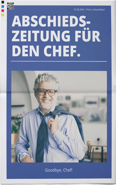 Abschiedszeitung für Chef mit Online-Vorlage gestalten
