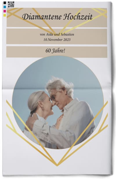Diamantene Hochzeitszeitung mit Online-Vorlage gestalten