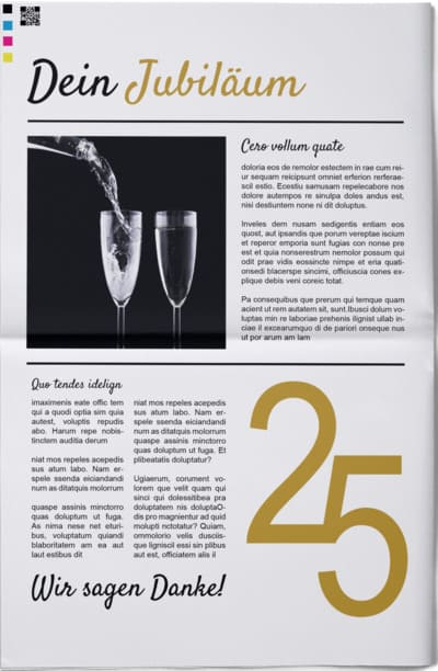 Jubiläumszeitung mit Online-Vorlage gestalten