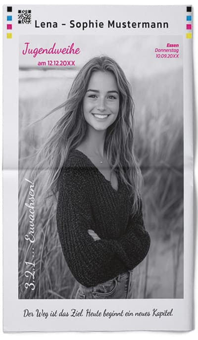 Zeitung zur Jugendweihe mit Online-Vorlage gestalten